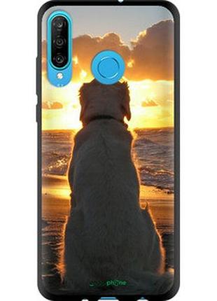 Чехол на huawei p30 lite закат и собака "3966b-1651-2448"