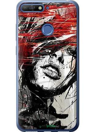 Чехол на huawei y6 prime 2018 лицо девушки "1162t-1441-2448"