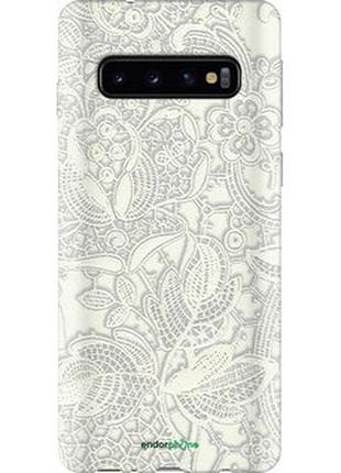 Чехол на samsung galaxy s10 белое кружево "4383sp-1640-2448"