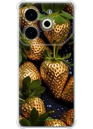 Чехол на tecno pova 6 neo золотая клубника "5637sp-3753-2448"