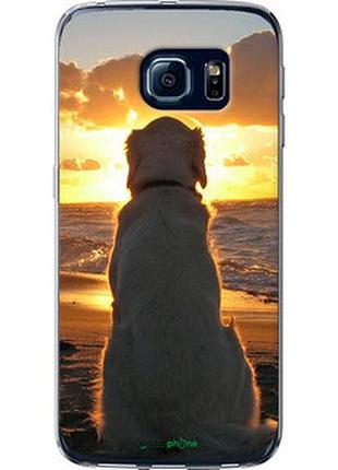 Чехол на samsung galaxy s6 edge g925f закат и собака "3966t-83-2448"