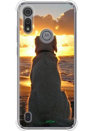Чехол на motorola e6s закат и собака "3966sp-2001-2448"