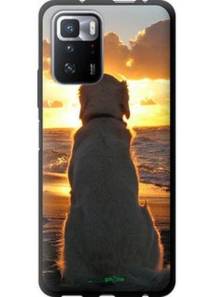 Чехол на xiaomi redmi note 10 pro 5g закат и собака "3966b-3333-2448"