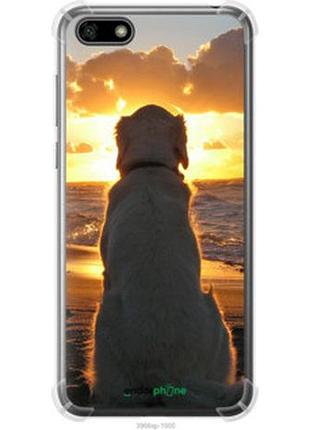 Чехол на huawei honor 7a закат и собака "3966sp-1805-2448"