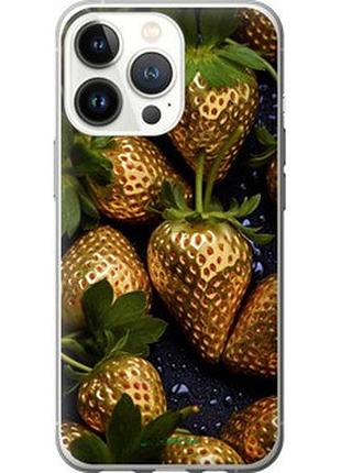 Чехол на iphone 13 pro золотая клубника "5637t-2372-2448"