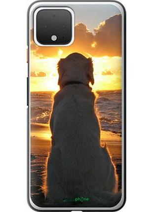 Чехол на google pixel 4 закат и собака "3966t-1755-2448"