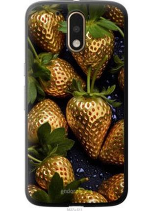 Чехол на motorola moto g4 plus золотая клубника "5637u-953-2448"
