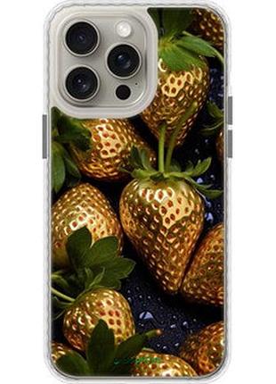 Чехол на iphone 15 pro max золотая клубника "5637pm-3098-2448"