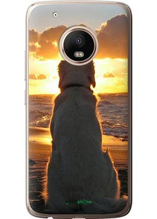 Чехол на motorola moto g5 plus закат и собака "3966t-1038-2448"
