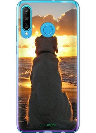 Чехол на huawei p30 lite закат и собака "3966t-1651-2448"