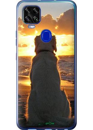 Чехол на zte blade v2020 закат и собака "3966u-2529-2448"