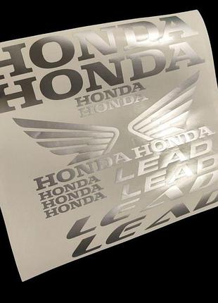 Сріблястий металік із крилами наклейки на мотоцикл мопед скутер ліад lead honda хонда
