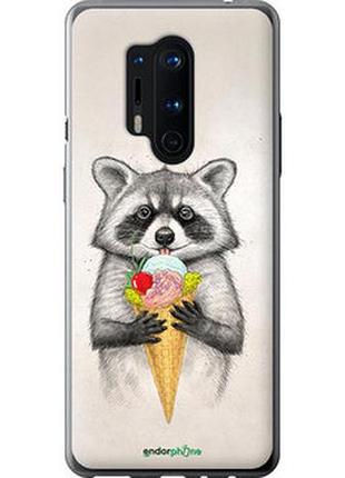Чехол на oneplus 8 pro енотик с мороженым "4602t-1896-2448"