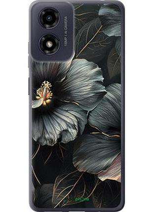 Чехол на motorola moto g24 черные цветы "6031u-3659-2448"