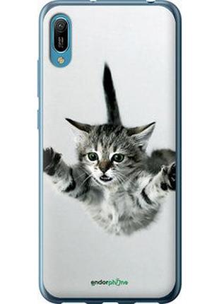 Чехол на huawei y6 2019 летящий котёнок "2322u-1666-2448"