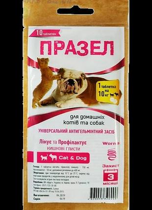 Празел антигельминтик широкого спектра для собак и кошек 10 таблеток