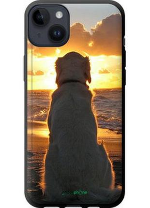 Чехол на iphone 14 plus закат и собака "3966b-2645-2448"