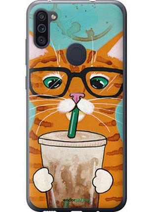 Чехол на samsung galaxy m11 m115f зеленоглазый кот в очках "4054u-1905-2448"