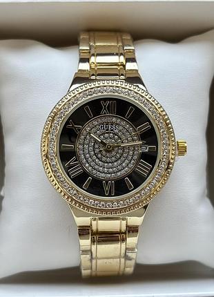 Хит! женские часы на браслете guess золотого цвета