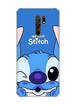 Чехол с утолщёнными углами на xiaomi redmi 9 стич (принт 410)