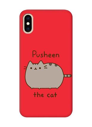 Матовий червоний чохол на iphone xs max пушин котик (принт 412)