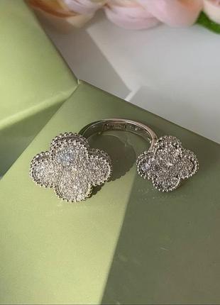Кільце van cleef циркони посрібнення / подвійне кільце з дрібним цирконієм