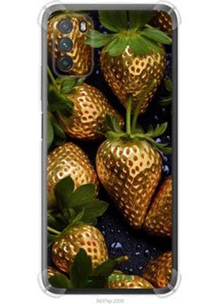 Чехол на xiaomi poco m3 золотая клубника "5637sp-2200-2448"