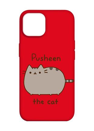 Матовий червоний чохол на apple iphone 14 пушин котик (принт 412)