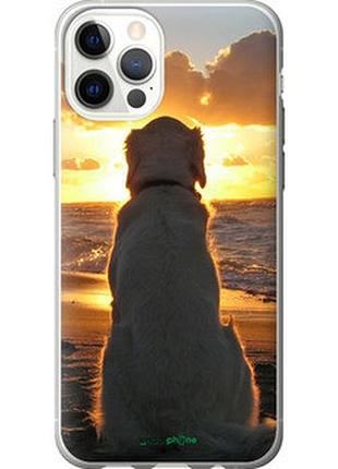 Чехол на iphone 12 pro закат и собака "3966u-2052-2448"