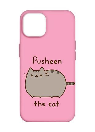 Матовый розовый чехол на apple iphone 14 пушин котик (принт 412)