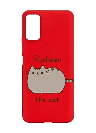Матовий червоний чохол на xiaomi redmi note 11 4g пушин котик (принт 412)