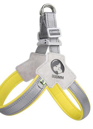 Шлея нагрудник для собак duomm жовта, розмір s 34-46см