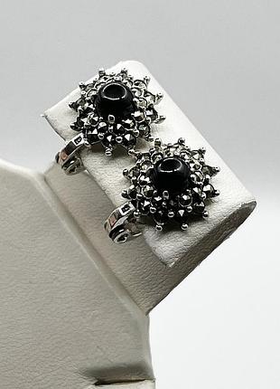 Сережки серебряные с агатом и марказитом 7,67 г