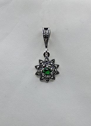 Кулон серебряный с изумрудом и марказитом 1,9 г