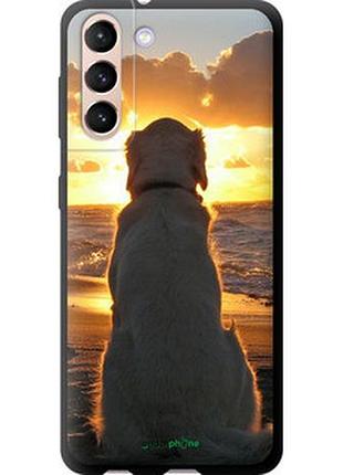 Чехол на samsung galaxy s21 закат и собака "3966b-2114-2448"