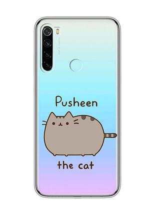 Прозрачный чехол на xiaomi redmi note 8 пушин котик (принт 412)