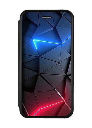 Чохол-книжка чорний з малюнком на xiaomi redmi note 14 4g рельєфний фон (принт 36)