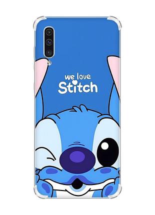 Чехол с утолщёнными углами на samsung galaxy a50 (2019) a505 стич (принт 410)