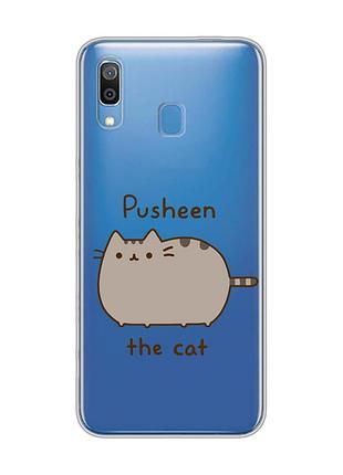 Прозрачный чехол на samsung galaxy a30 (2019)/a20 (2019) пушин котик (принт 412)