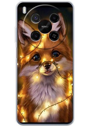Чехол силиконовый с картинкой на zte nubia v70 max (новогодний, лисичка)