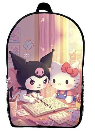 Рюкзак школьный хеллоу китти куроми (school gear bag kuromi hello kitty 07) черный, 39 х 27 х 14 см