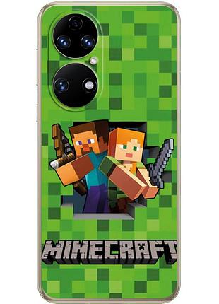 Чохол силіконовий з картинкою на huawei p50 (майнкрафт, minecraft)