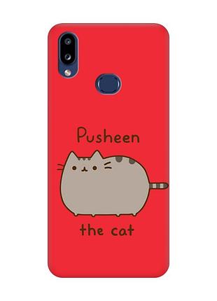 Матовый красный чехол на samsung galaxy a10s (a107) пушин котик (принт 412)