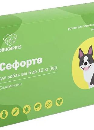 Капли на холку сефорте для собак весом 5-10кг от блох, клещей и гельминтов