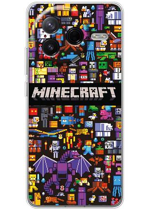 Чехол силиконовый с картинкой на xiaomi poco f7 pro (майнкрафт, minecraft)