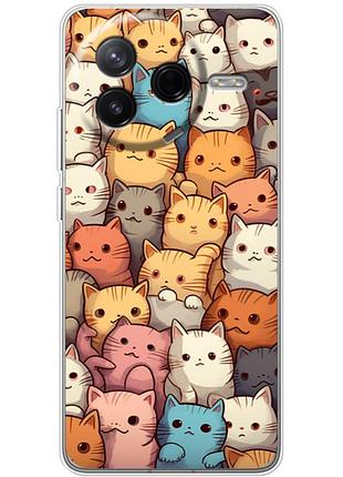 Чехол силиконовый с картинкой на xiaomi poco f7 pro (котики)