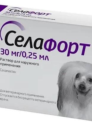 Краплі на холку селафорт для собак вагою 2,6-5кг від бліх, кліщів і гельмінтів