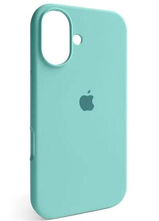 Чехол fiji silicone case для apple iphone 16 plus бампер накладка soft touch с микрофиброй ice sea blue