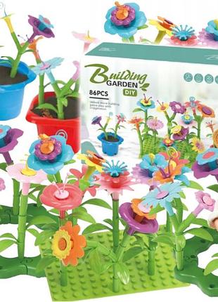 Конструктор цветы building garden diy 86 деталей набор садовода, креативное создание собственного сада