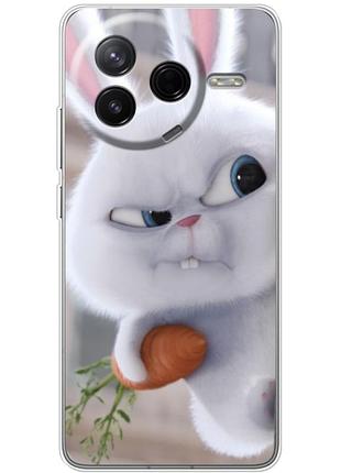 Чехол силиконовый с картинкой на xiaomi poco f7 pro (кролик снежок)